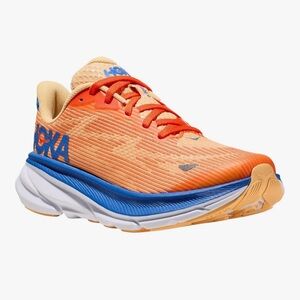 Hoka Y Clifton 9 Youth Sneakers in Orange and Blue Size-7 MD NWT